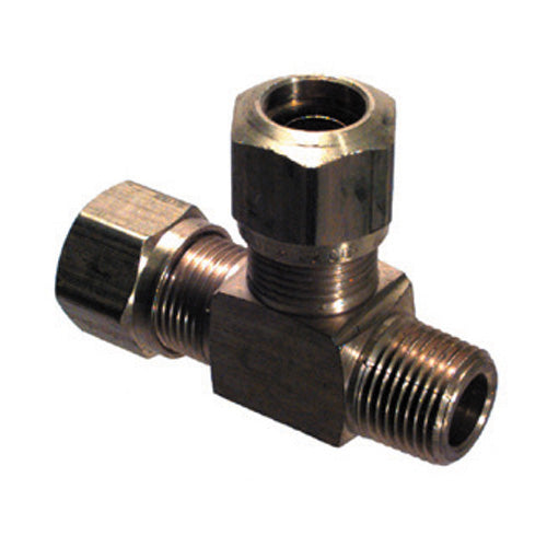 1/2 x 1/2 x 3/8 Inch Brass Male Run Tee D.O.T. Air Brake Fitting