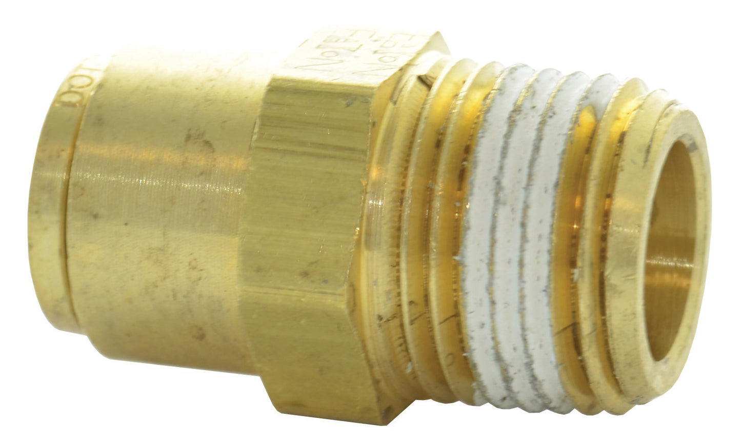 1/2 Tube x 1/2 Inch Brass Male Push On Air Brake Connector