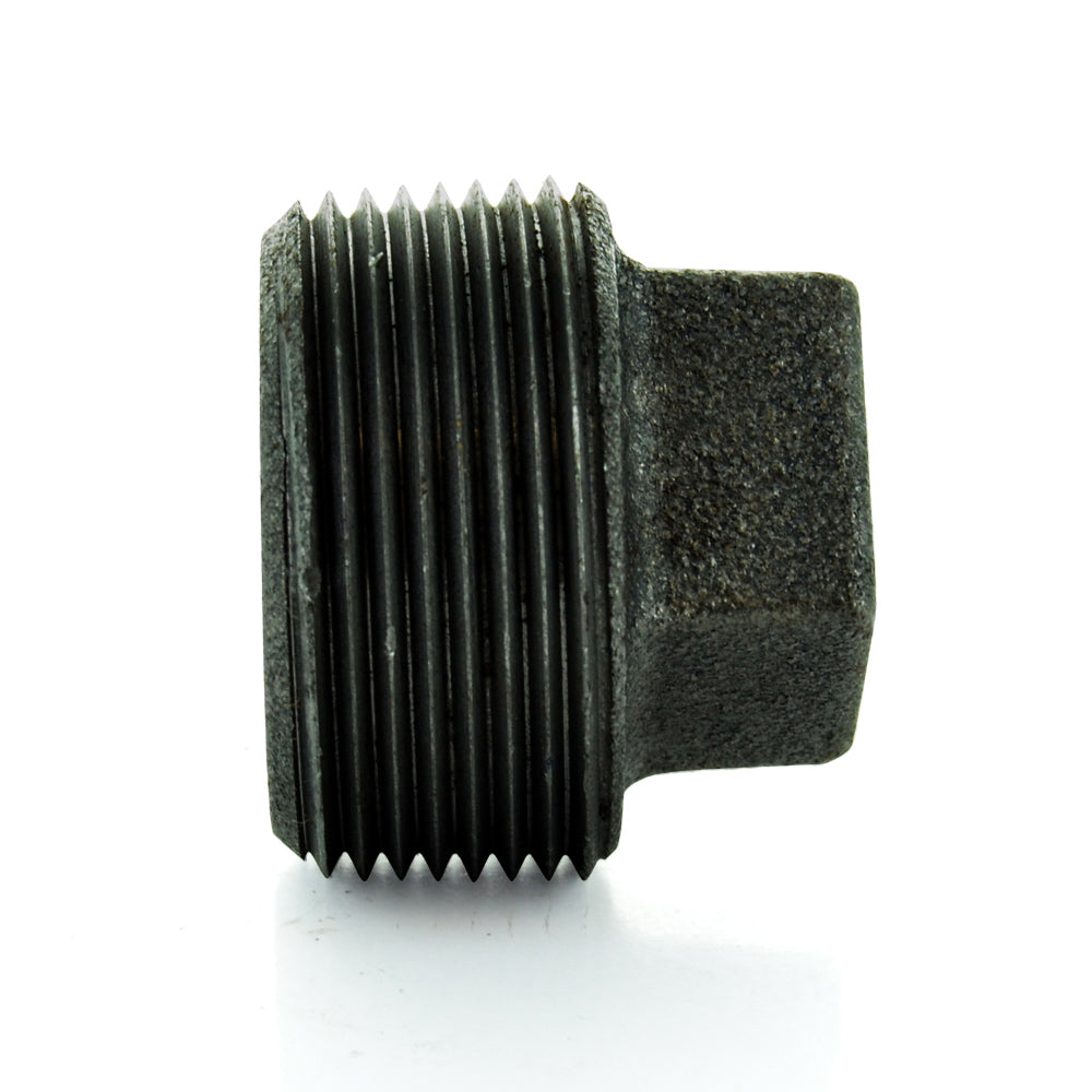 3/8" Schedule 40 Male NPT Black Welded Malleable Iron Square Head Pipe Plug USA