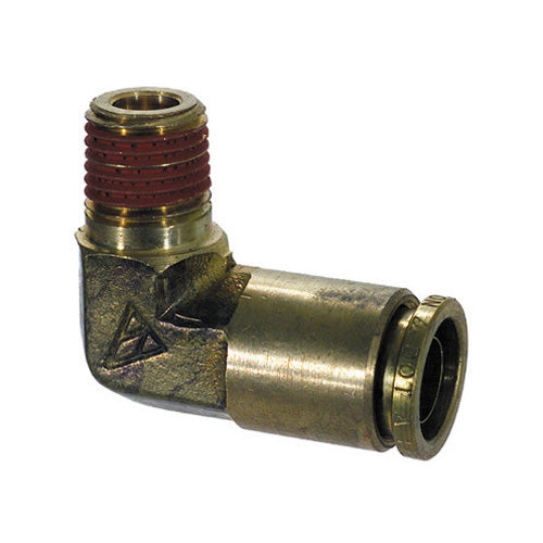 1/2 Tube x 1/4 Inch Brass 90 Degree Male Elbow Push On D.O.T. Air Brake Connector