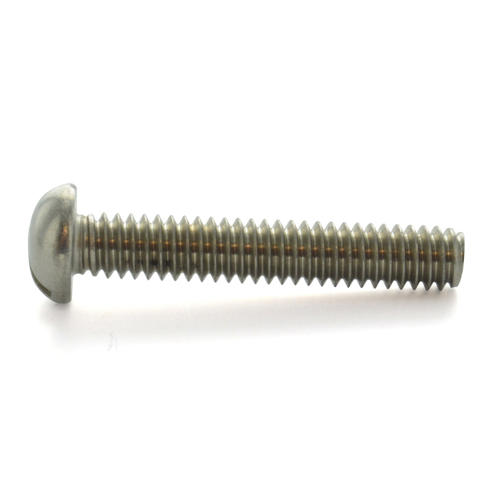 1/4-20 x 1-1/2 Inch Coarse Plain 18-8 (A2) Stainless Steel Slotted Drive Round Head Machine Screw