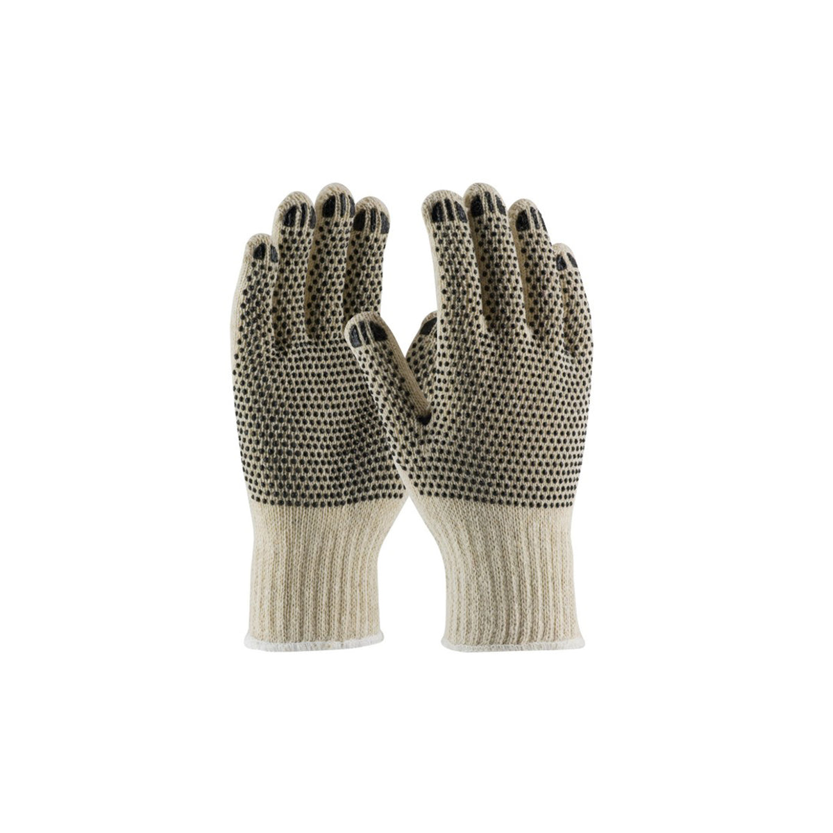 Natural White Cotton Polyester PVC Dots Premium Glove - X-Large