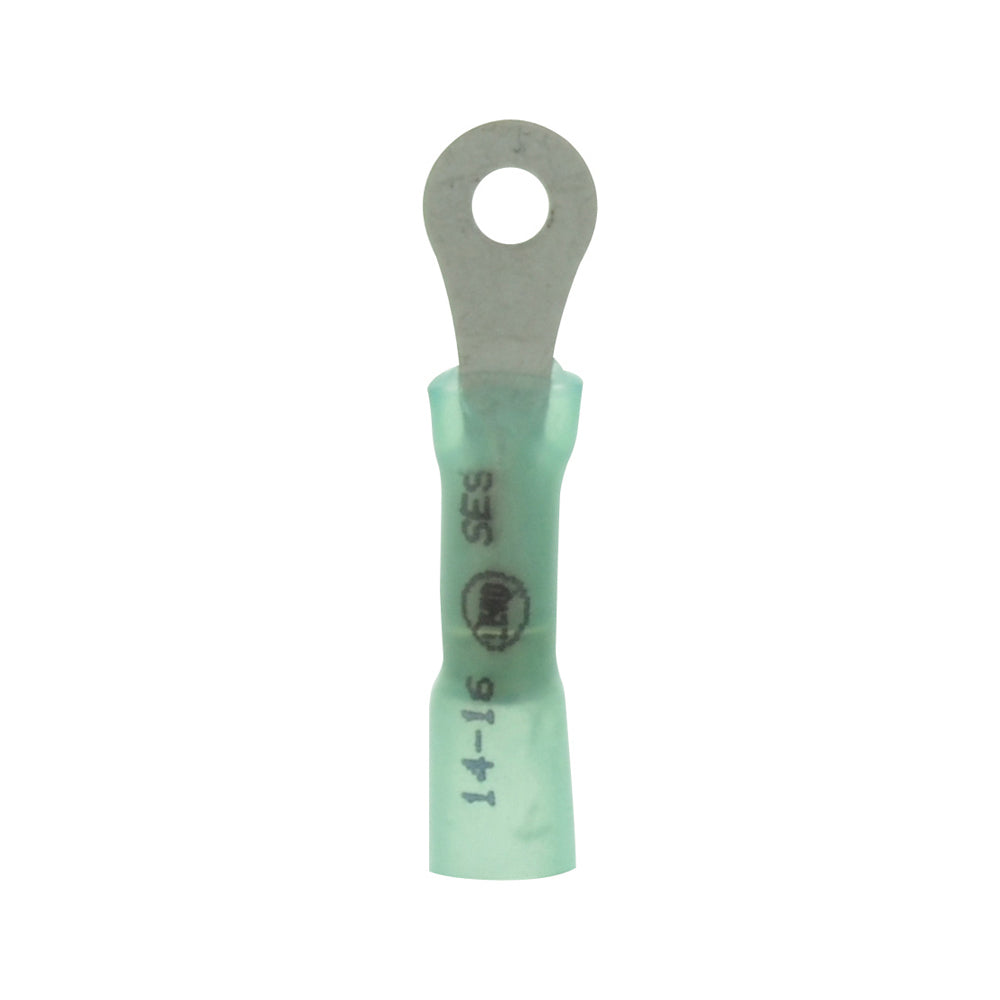 16-14 Gauge Lead Free Heat Shrink- Crimp & Solder Ring Terminal #6 Stud Blue