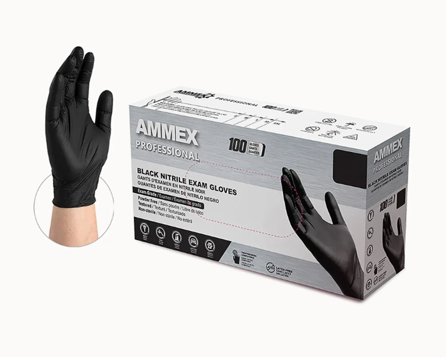 Ammex Black Nitrile Exam Gloves