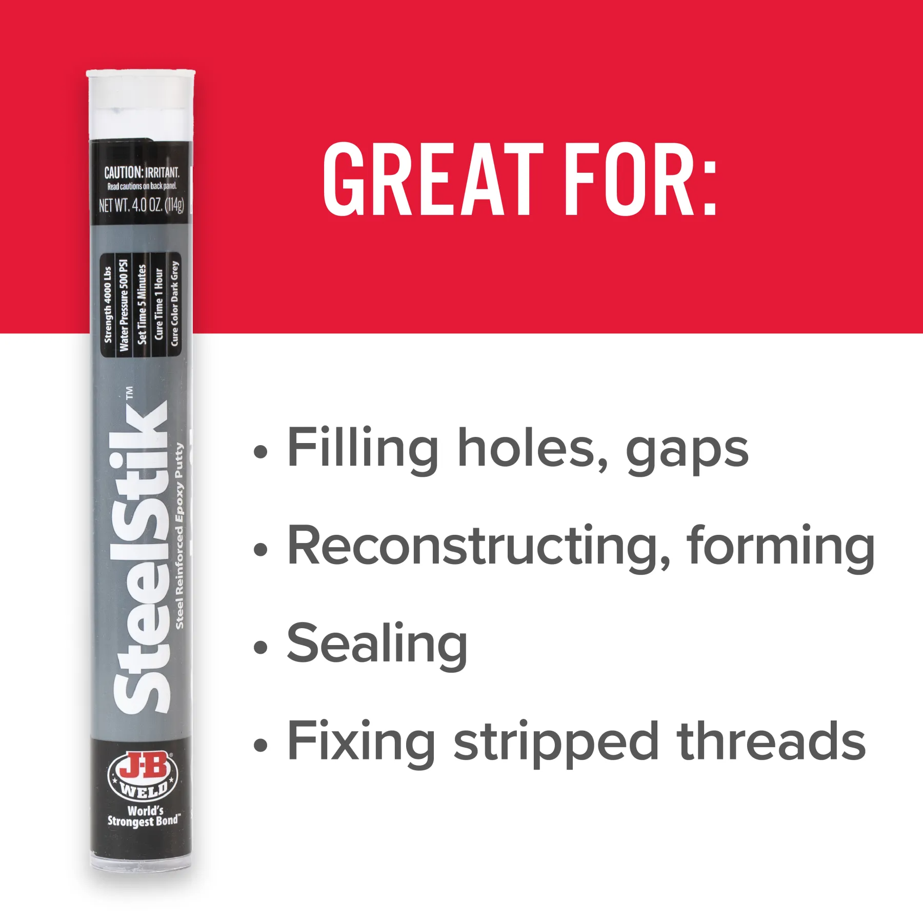 J-B Weld Steelstik Epoxy Putty Stick - 4 Oz