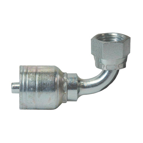 1/4 Inch x Female Swivel Short Drop 90 Degree Tube Elbow Yellow Zinc Z Series Weathergrip Crimp