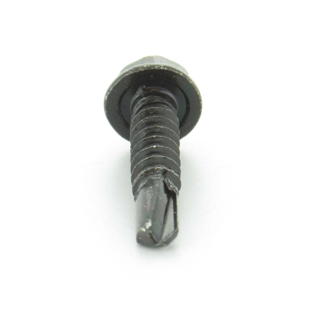 #8 x 1/2 Inch Black Oxide Hardened Steel #2 Point Indented Hex Washer Head Self-Drilling Tek Screw
