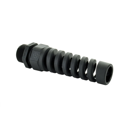 Pg-7 Liquid Tight, Non-Metallic Pigtail Spiral Strain Relief Cable Cord Protector With Nut