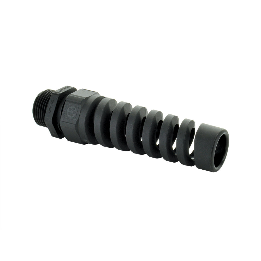 Pg-16 Liquid Tight, Non-Metallic Pigtail Spiral Strain Relief Cable Cord Protector With Nut