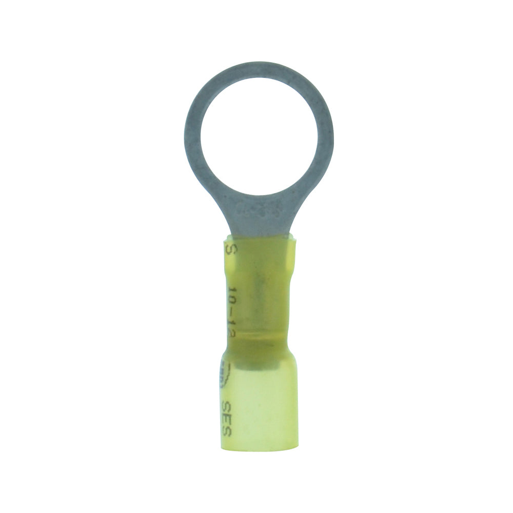 12-10 Gauge Lead Free Heat Shrink- Crimp & Solder Ring Terminal 1/2 Inch Stud Yellow
