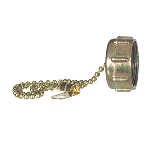 3/4 Garden Hose Cap  Brass With 12 Inch Chain