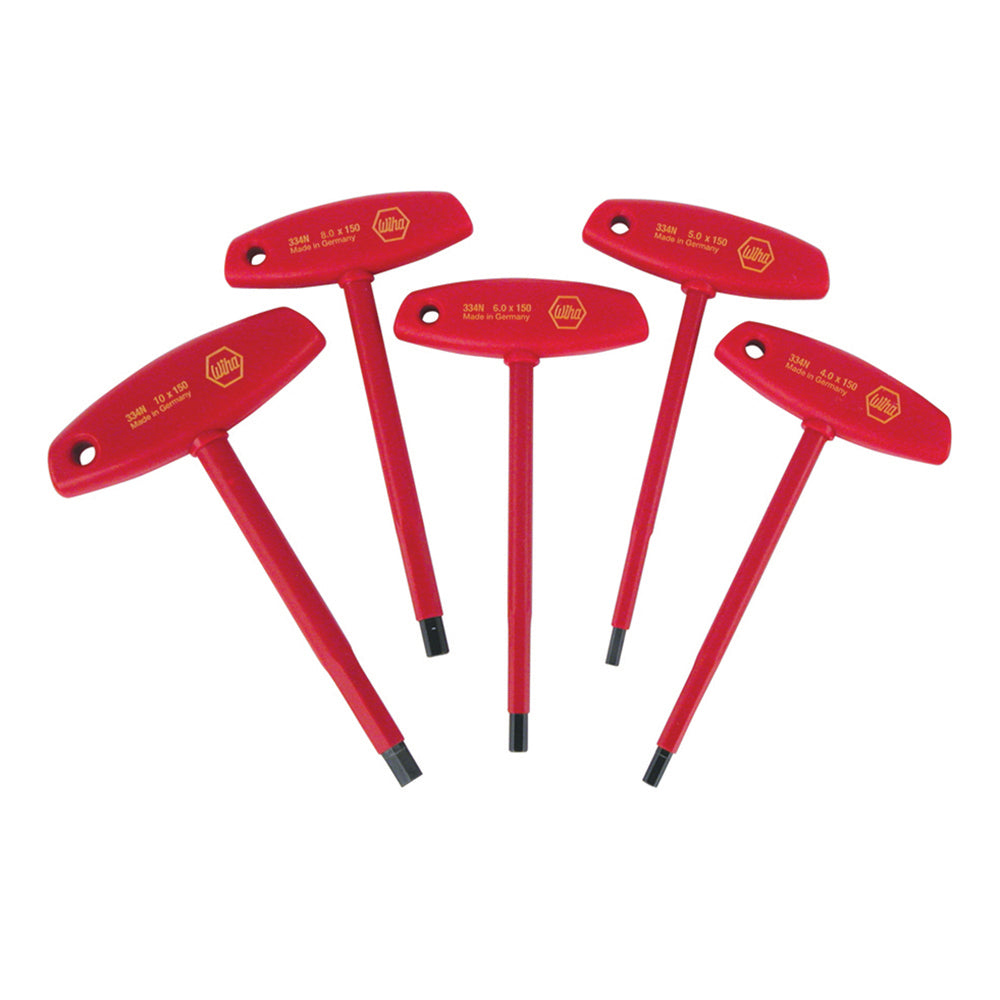 5 Piece Insulated T-Handle Hex Screwdriver Set - Metric