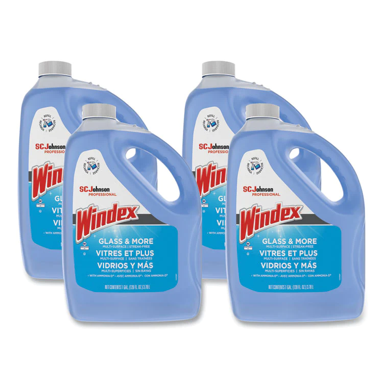 Windex Glass Cleaner With Ammonia-D, 1 Gal Bottle, 4/Carton