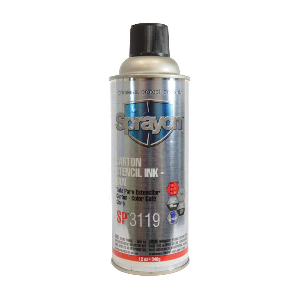 Sprayon Sp3119 Tan Carton Stencil Ink Cover Up - 12 Oz Net Weight - Aerosol - Clearance