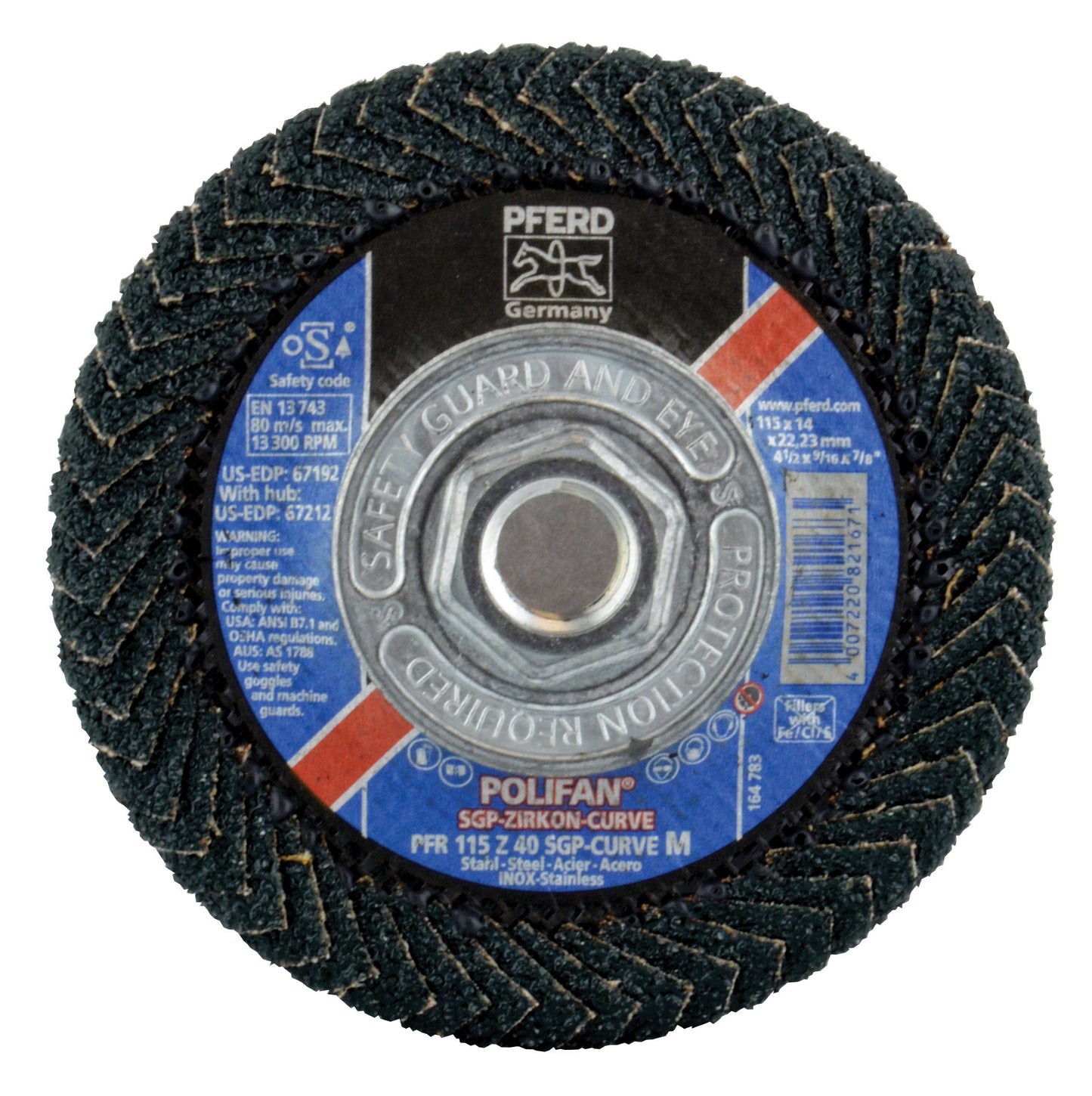 4-1/2 inch x 5/8-11 Z SGP CURVE STEELOX 40 Grit Flap Disc 3/16" Radius-Zirconia