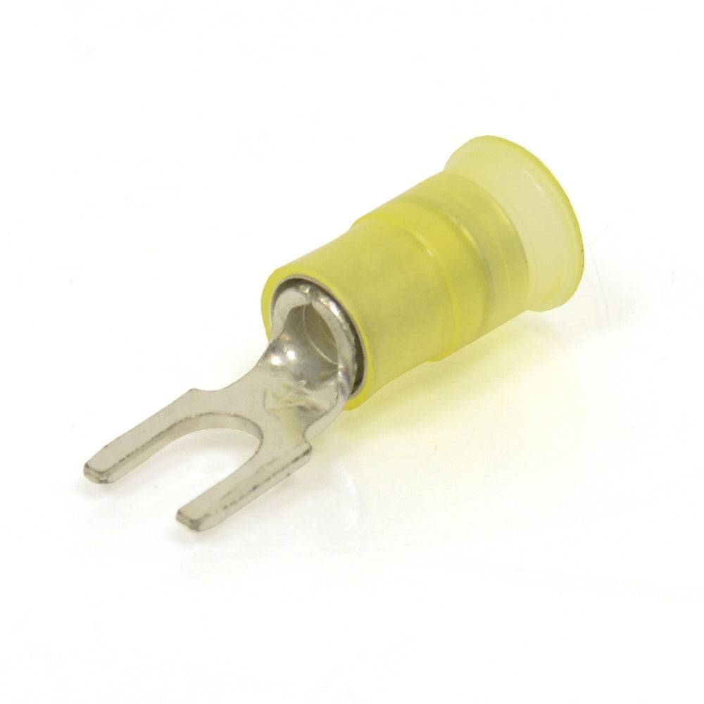 12-10 Awg #10 Stud Yellow Nylon Insulated Block Fork Terminal