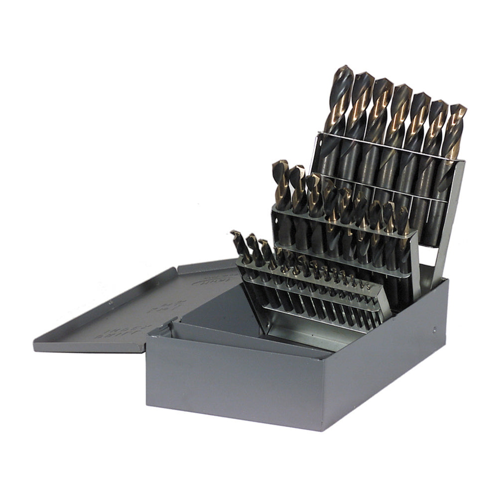 29 Piece Gold High Molybdenum Tool Steel Fractional Stub Length Drill Set With Metal Index