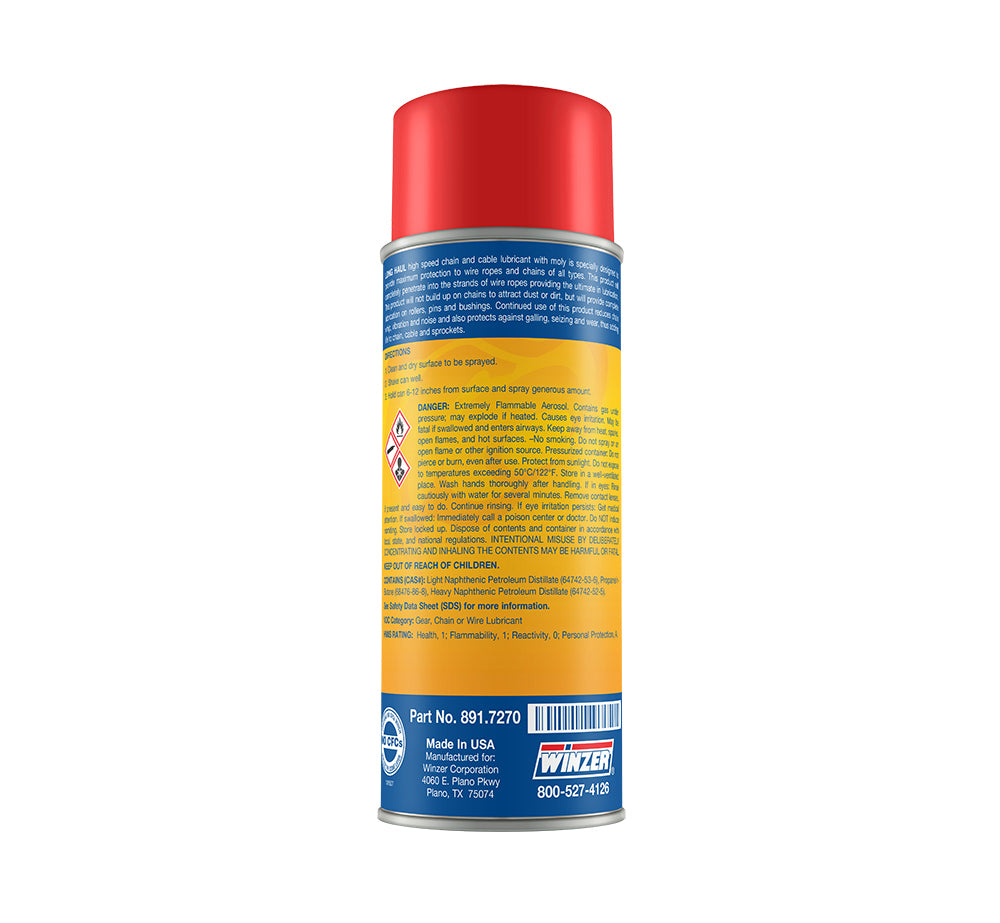 Winzer Long Haul Chain & Cable Lubricant With Moly - 12.5 Oz Net Weight - Aerosol