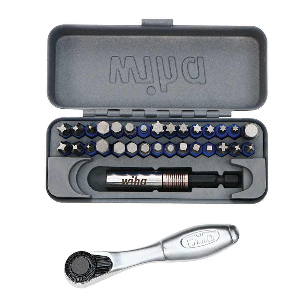 32 Piece Gobox Terminatorblue Impact Bit Set With Mini Ratchet