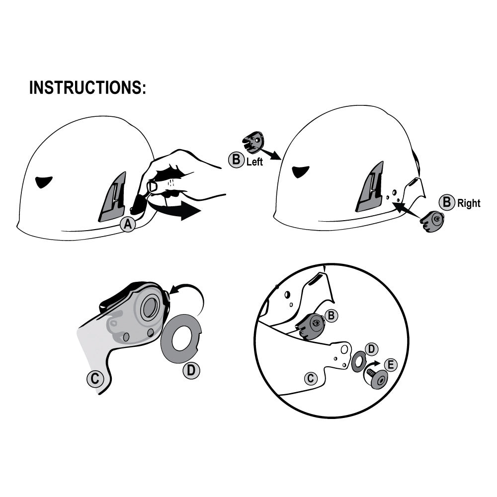 Bullhead Safety Climbing Helmet/Hard Hat Toric Polycarbonate With Clear Visor