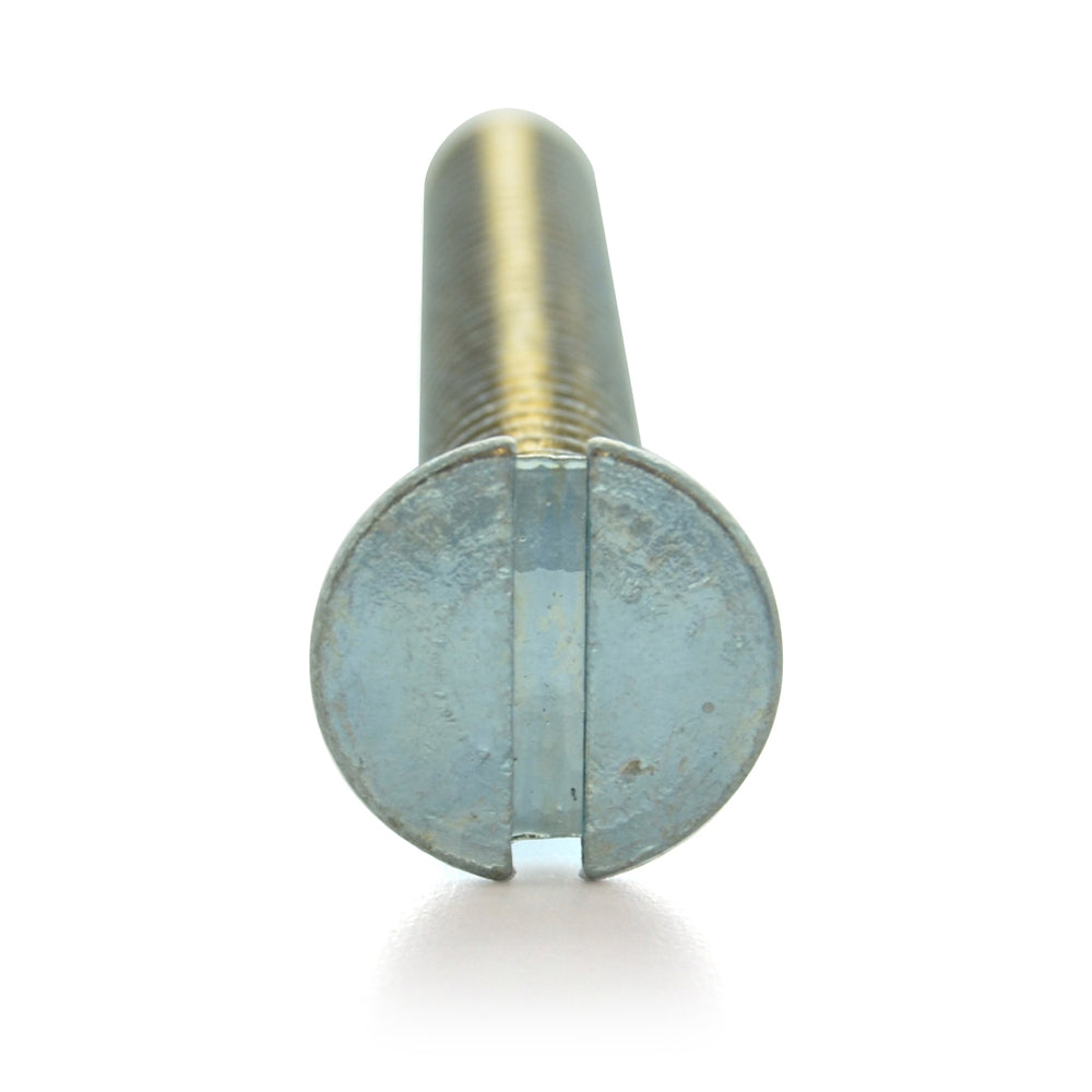 1/4-20 x 3 Inch Coarse Zinc Plated Steel Slotted Drive Flat Countersunk Head Machine Screw
