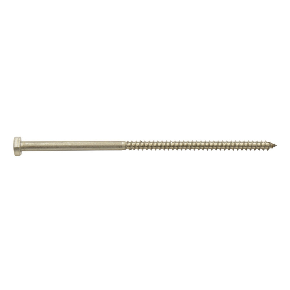 1/4-10 x 6 Inch Plain 18-8 (A2) Stainless Steel Hex Head Lag Screw