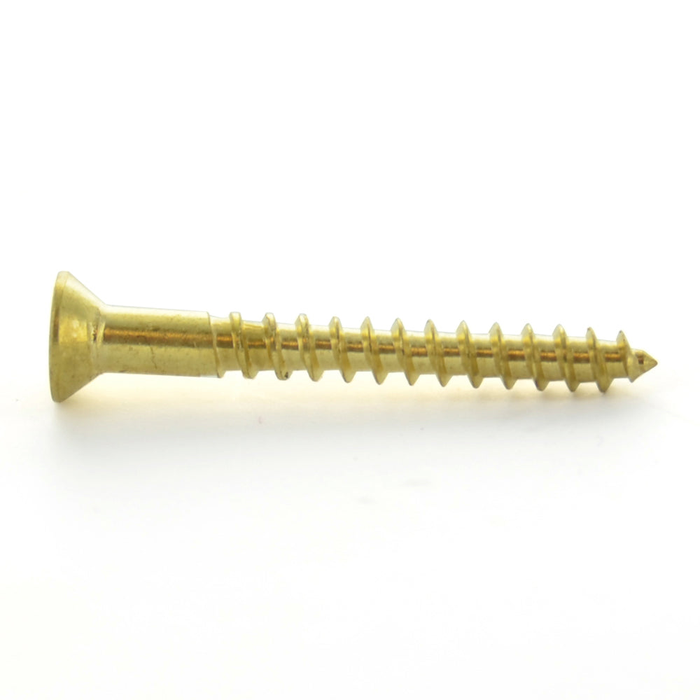 #6 x 3/4 Inch Plain Brass Phillips Flat Head Wood Screw