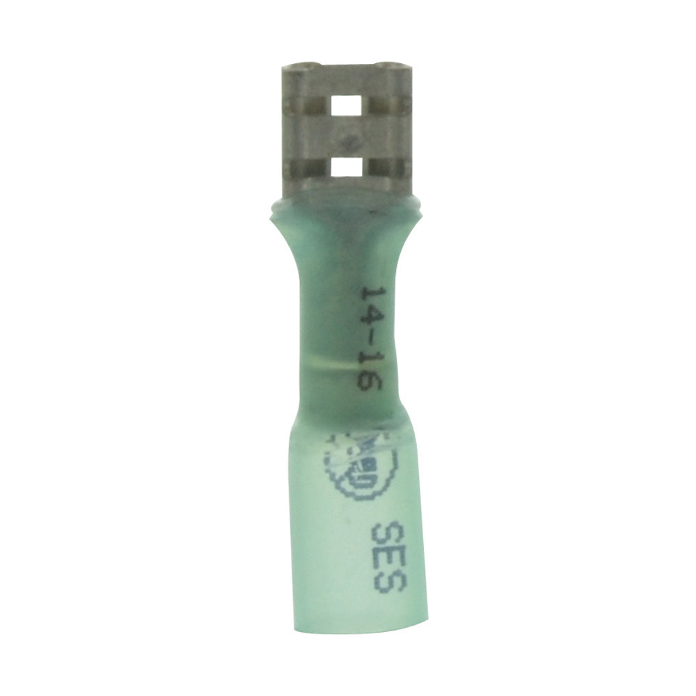 16-14 Gauge Lead Free Heat Shrink- Crimp & Solder Female Disconnect 1/4 Inch Tab Blue