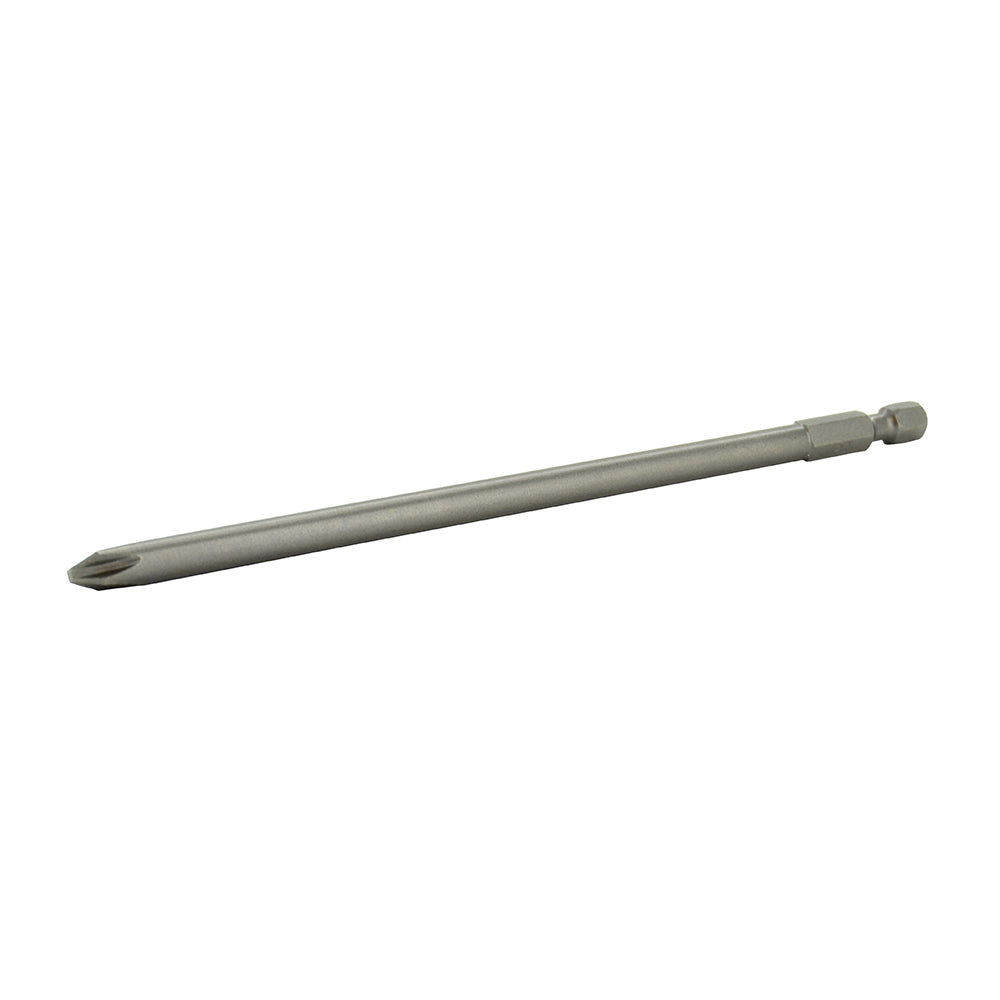 Phillips� Drive 1/4 Inch Shank #2 Tip 6 Inch Length Gunmetal Gray Steel Power Bit