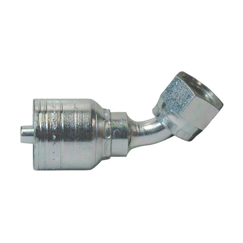 1/2 Inch x 5/8 Inch Female Swivel 45 Degree Tube Elbow Yellow Zinc Z Series Weathergrip Crimp