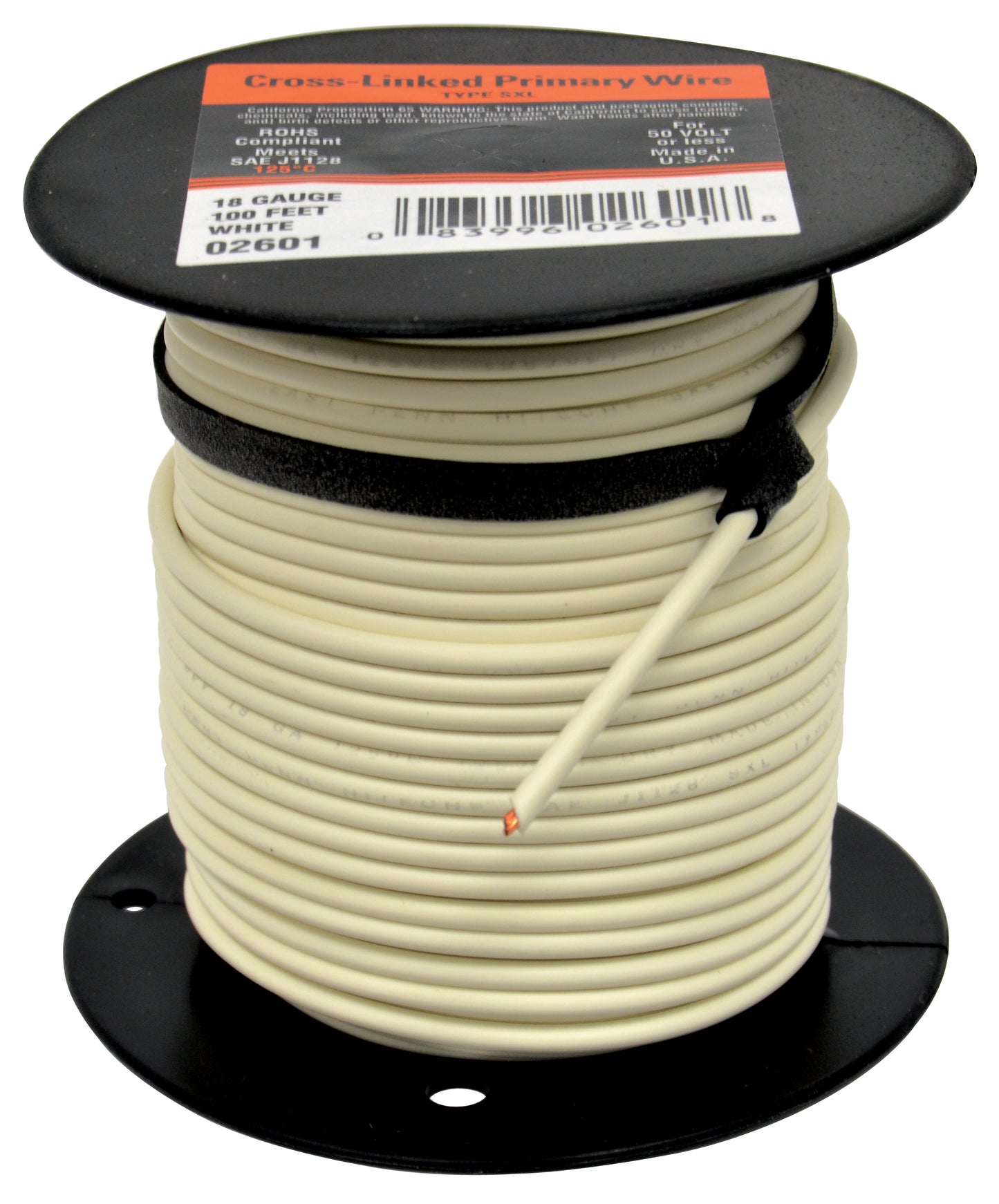 Cross Link Primary Wire White 18G 100'
