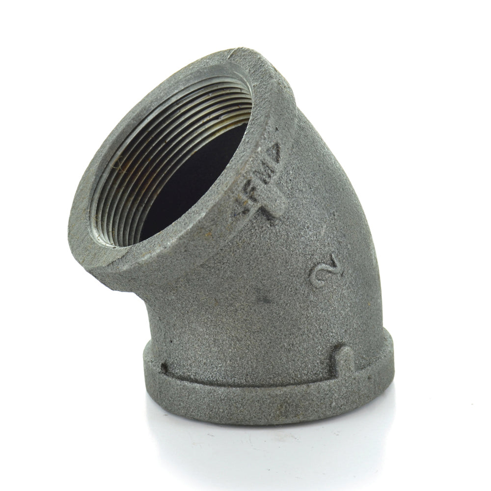 3/4" Schedule 40 Female NPT Black Malleable Iron 45 Degree Elbow