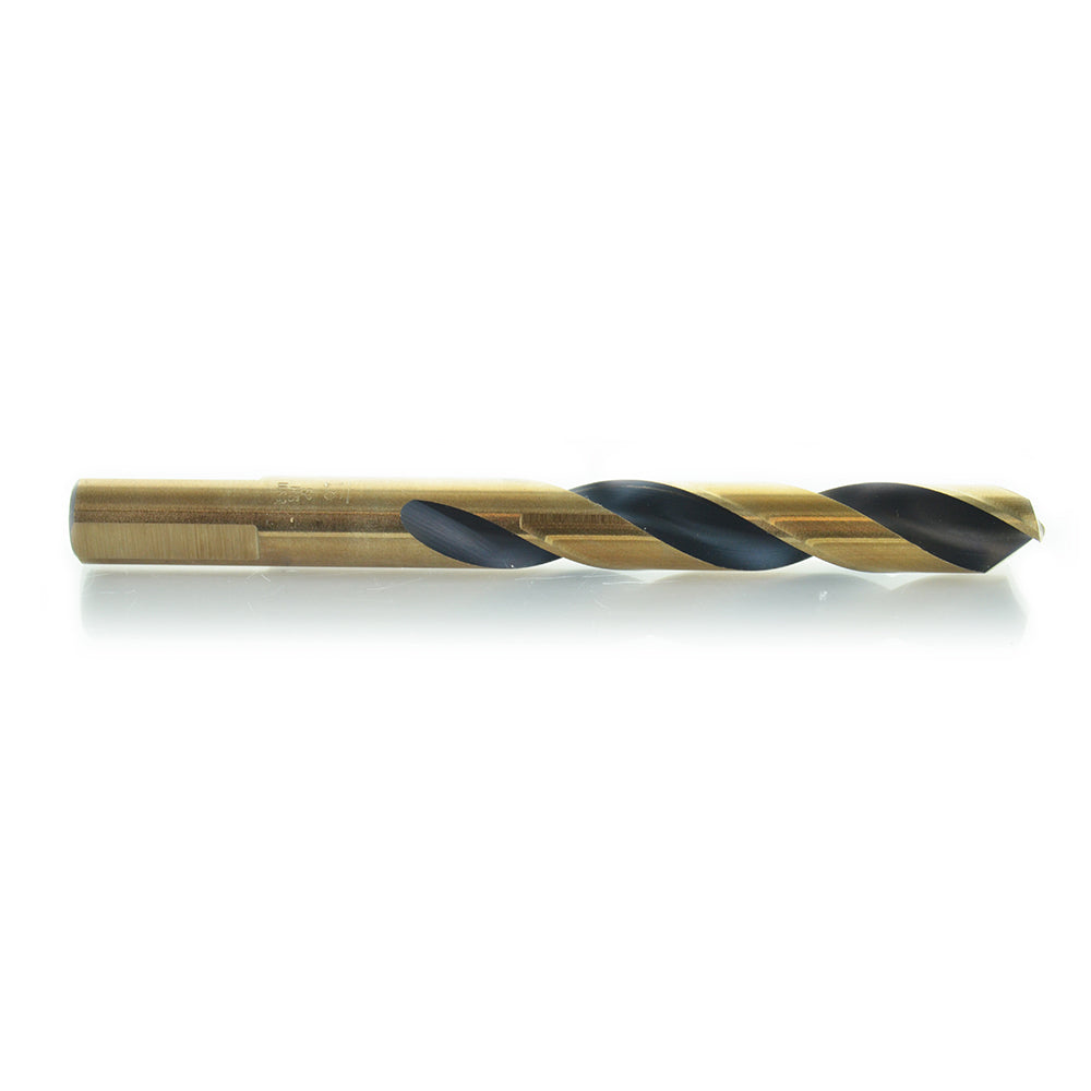 15/32 Inch x 4-3/4 Inch 135 Degree Split Point Gold High Molybdenum Tool Steel Mechanics Length Drill - Shop Pro