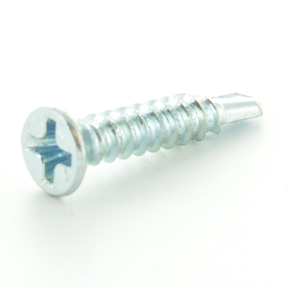 #10-16 x 1-1/2 Inch Zinc Plated Low Carbon Steel #3 Point Flat - Countersunk Head Self-Drilling Tek Screw
