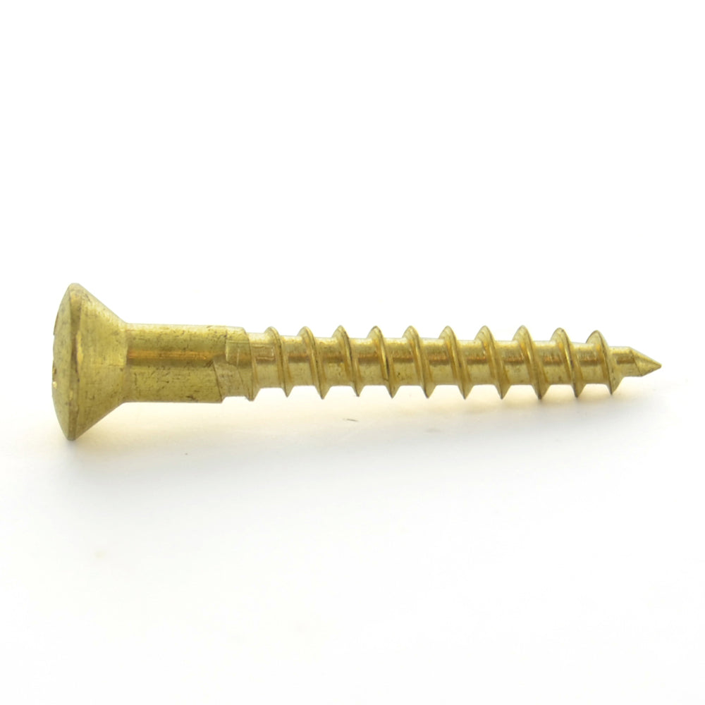 #8 x 1/2 Inch Plain Brass Phillips Oval Head Wood Screw