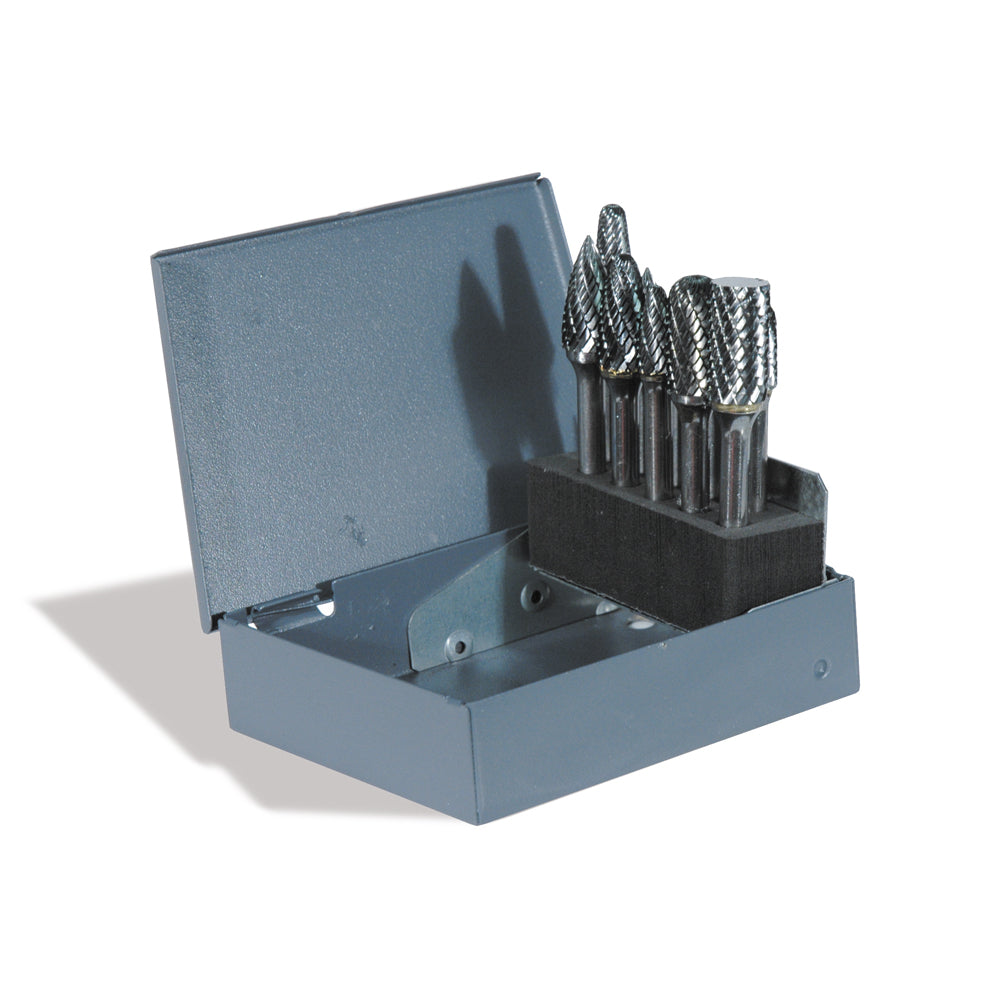 1/4 Inch Shank 10-Piece Carbide Bur Set With Metal Index