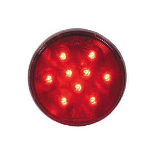 4 Inch Round 9 Led Stop / Turn / Tail Light Red With Grommet Mount