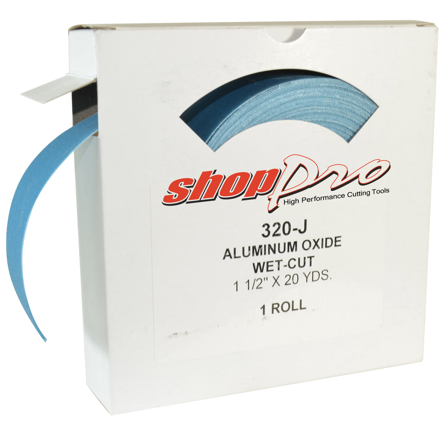 1-1/2 Inch X 20 Yd 320 Grit Aluminum Oxide Super Blue Wet Cut Abrasive Roll