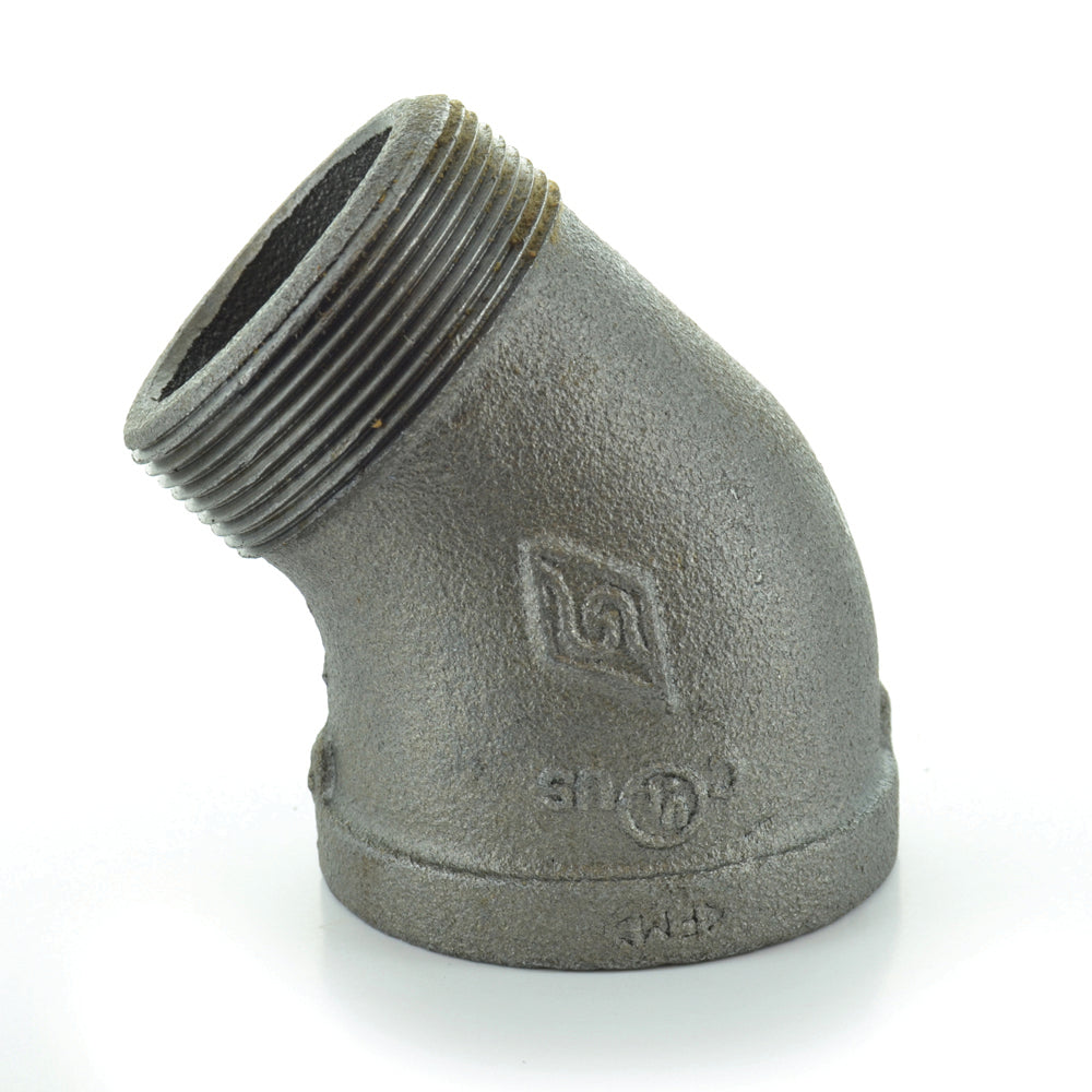 1/4" Schedule 40 Malleable Iron 45 Degree Street Elbow Black
