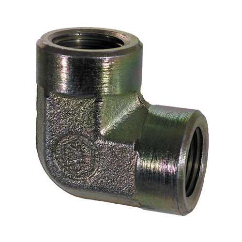 1/2 Inch X 3/8 Inch 3000 Psi Zinc Plated Yellow Dichromate Carbon Steel 90 Degree Elbow