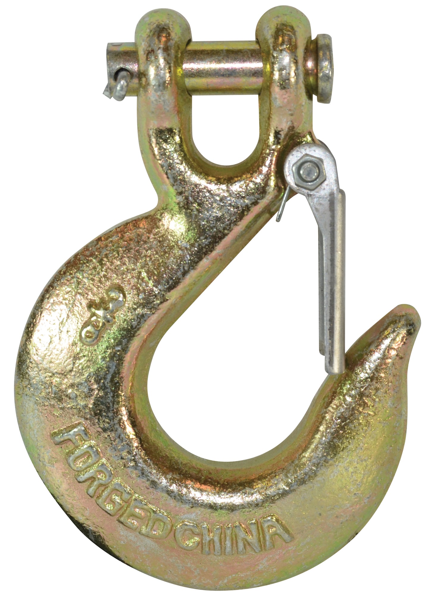 1/4 Inch Grade 70 Plated Yellow Chromate Forged Steel Latch Installed Alloy Clevis Slip Hook