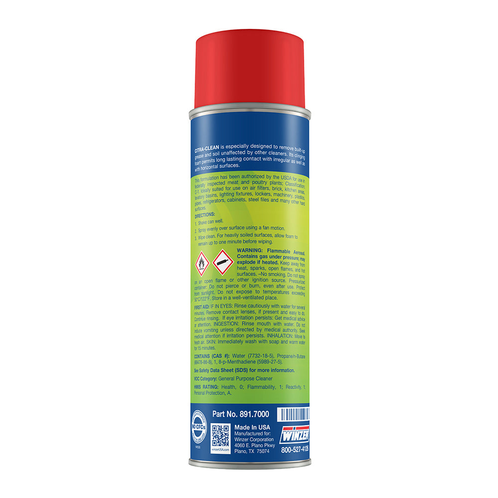 Winzer Citra Clean Foaming Citrus Cleaner & Degreaser - 18 Oz Net Weight Aerosol