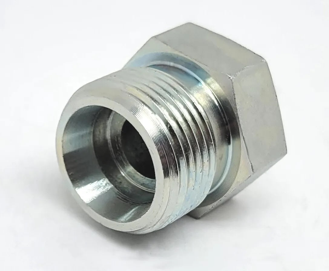 M8 10000 Psi Zinc Plated Yellow Dichromate Carbon Steel Pipe Metric Adapter - Light DIN 24 Degree Cap