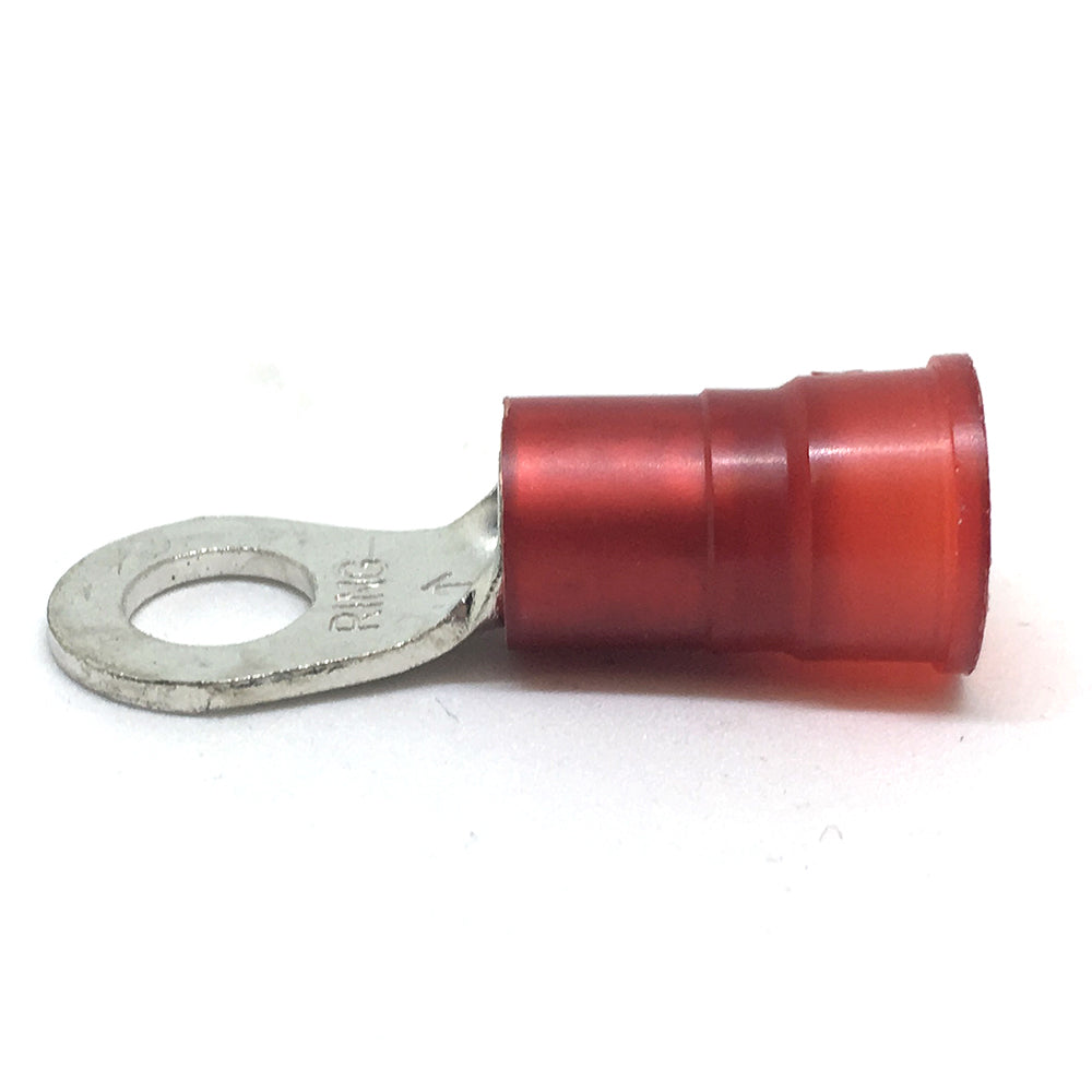 8 Gauge Nylon Insulated Ring Terminal Red 1/4 Inch Stud
