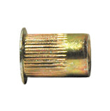 #8-32 Yellow Zinc Plated C1010/C1008 Steel Thin Head Knurled Nut Sert