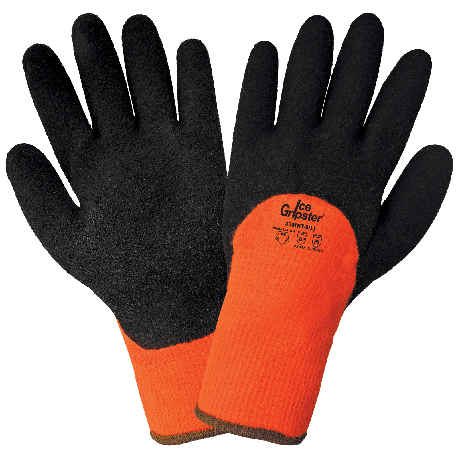 Three-Quarter Foam Rubber Coated Palm High-Visibility Low Temp Gloves w Cut,Abrasion,& Puncture Resistance Large