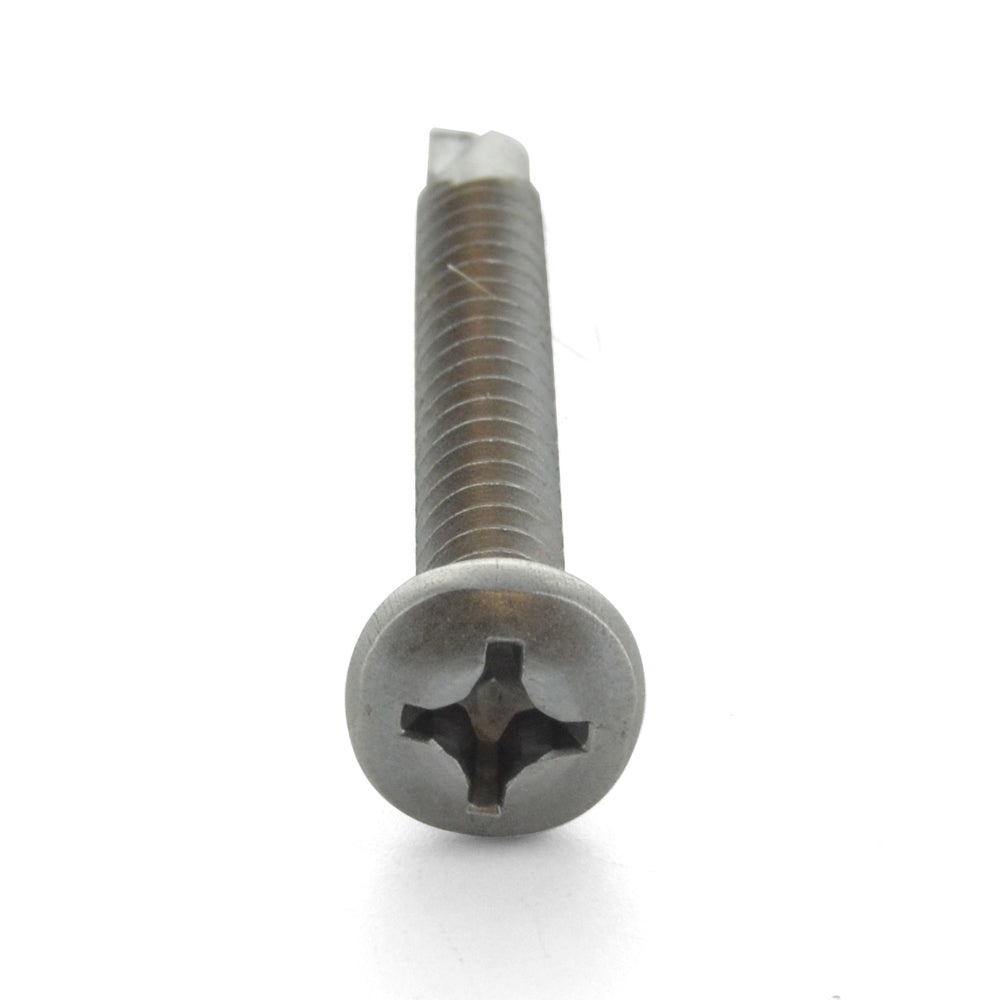 #10 x 2 Inch Plain 410 Stainless Steel #3 Point Pan Head Self-Drilling Tek Screw