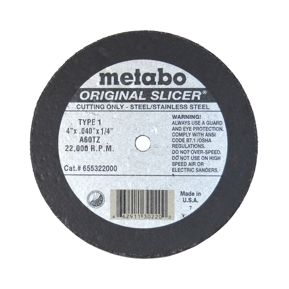 4 Inch X 1/16 Inch X 1/4 Inch A36Tz Grit Aluminum Oxide Type 1 Cut-Off-Wheel