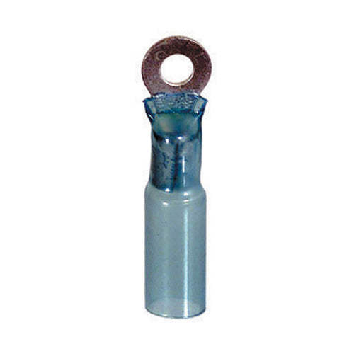 16-14 Gauge Ring Terminal #6 Stud Heat Shrink Nylon Insulated Blue