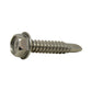 1/4 Inch x 1-1/4 Inch Plain 410 Stainless Steel #3 Point Indented Hex Washer Head Self-Drilling Tek Screw